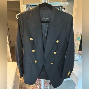 Banana Republic Black Double-Breasted Blazer with Gold Buttons
